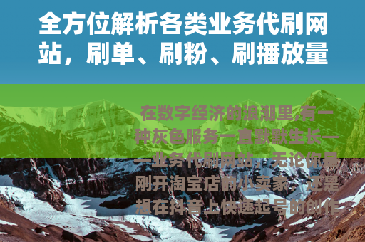 全方位解析各类业务代刷网站，刷单、刷粉、刷播放量怎么选