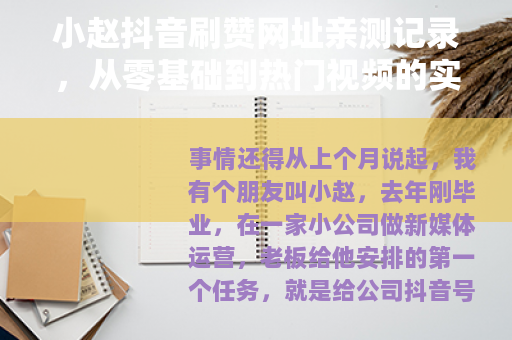 小赵抖音刷赞网址亲测记录，从零基础到热门视频的实践