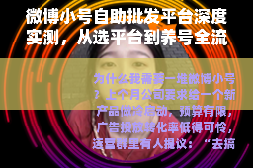 微博小号自助批发平台深度实测，从选平台到养号全流程指南