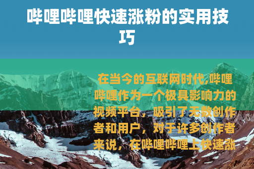 哔哩哔哩快速涨粉的实用技巧