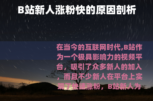 B站新人涨粉快的原因剖析