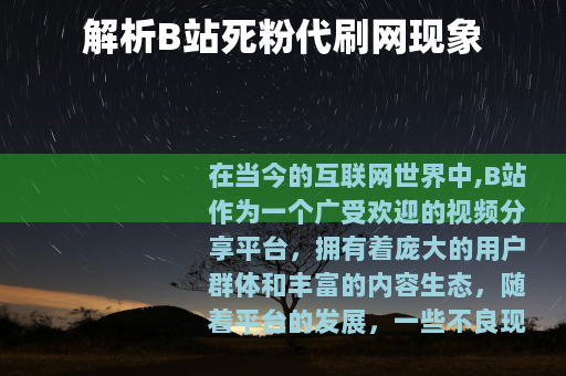 解析B站死粉代刷网现象