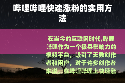 哔哩哔哩快速涨粉的实用方法