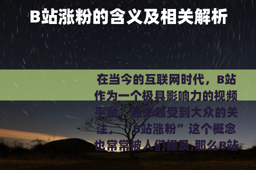 B站涨粉的含义及相关解析