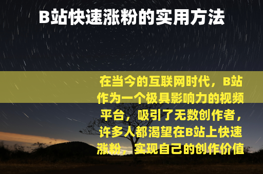 B站快速涨粉的实用方法