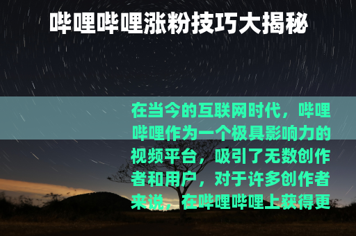 哔哩哔哩涨粉技巧大揭秘