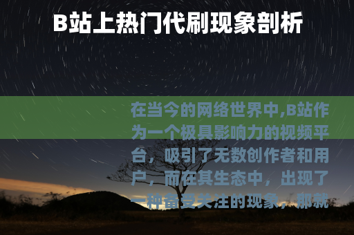B站上热门代刷现象剖析