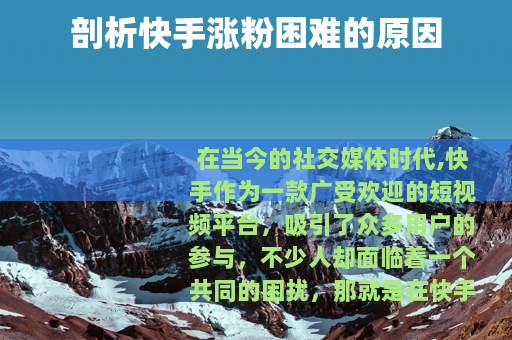 剖析快手涨粉困难的原因