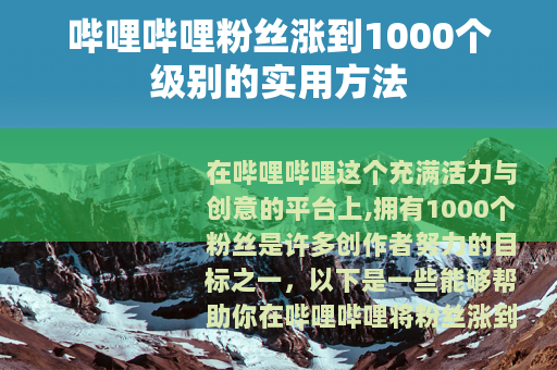 哔哩哔哩粉丝涨到1000个级别的实用方法
