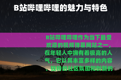 B站哔哩哔哩的魅力与特色