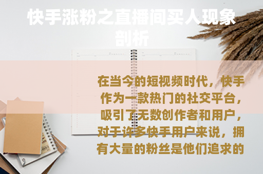 快手涨粉之直播间买人现象剖析