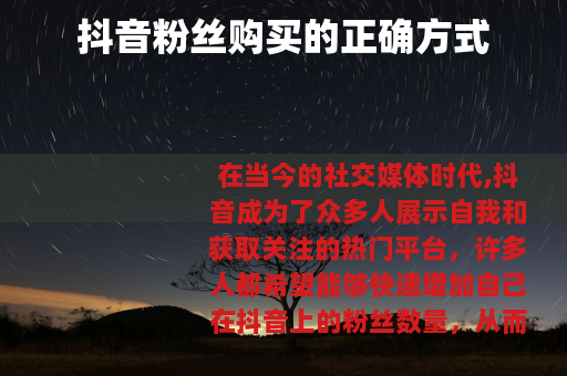 抖音粉丝购买的正确方式