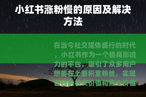 小红书涨粉慢的原因及解决方法