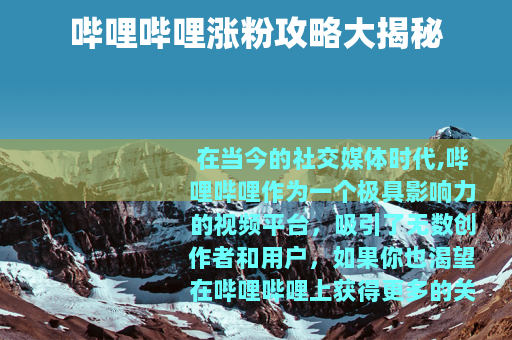 哔哩哔哩涨粉攻略大揭秘