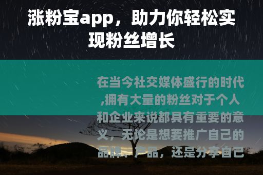 涨粉宝app，助力你轻松实现粉丝增长