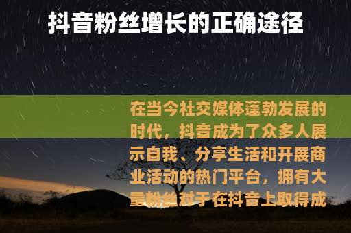 抖音粉丝增长的正确途径