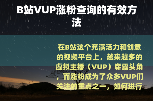 B站VUP涨粉查询的有效方法