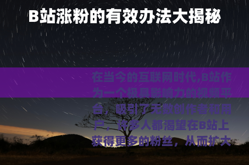 B站涨粉的有效办法大揭秘