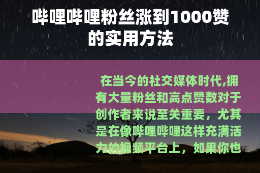 哔哩哔哩粉丝涨到1000赞的实用方法