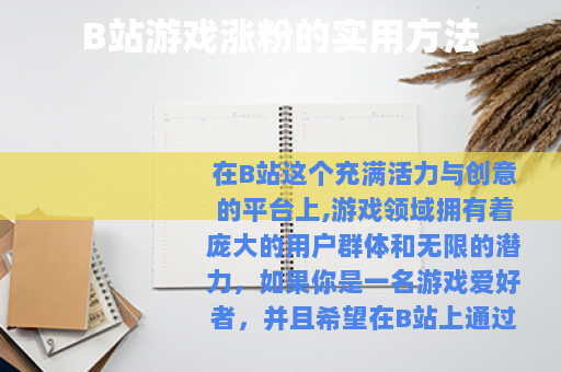 B站游戏涨粉的实用方法