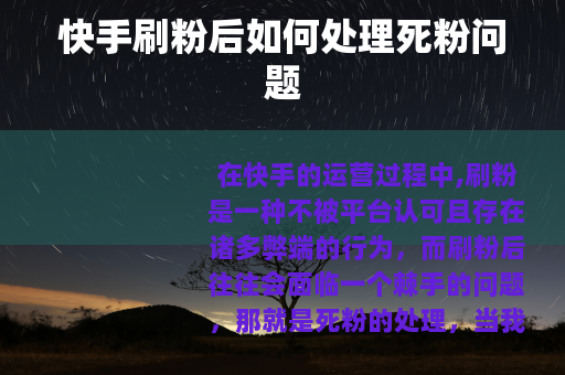 快手刷粉后如何处理死粉问题
