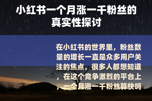 小红书一个月涨一千粉丝的真实性探讨