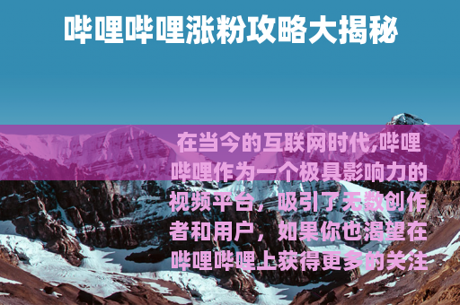 哔哩哔哩涨粉攻略大揭秘