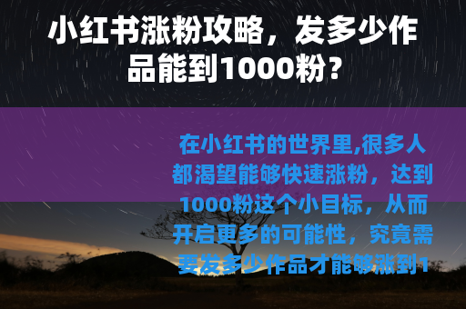 小红书涨粉攻略，发多少作品能到1000粉？