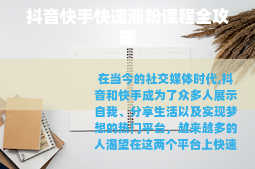 抖音快手快速涨粉课程全攻略