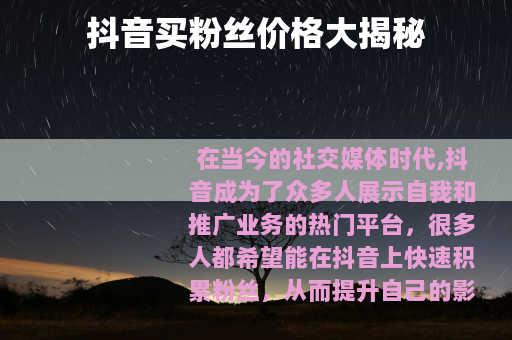 抖音买粉丝价格大揭秘