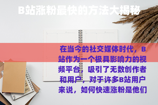 B站涨粉最快的方法大揭秘