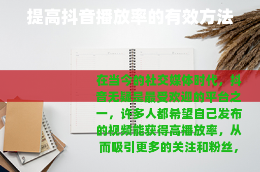 提高抖音播放率的有效方法