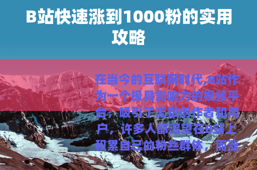 B站快速涨到1000粉的实用攻略