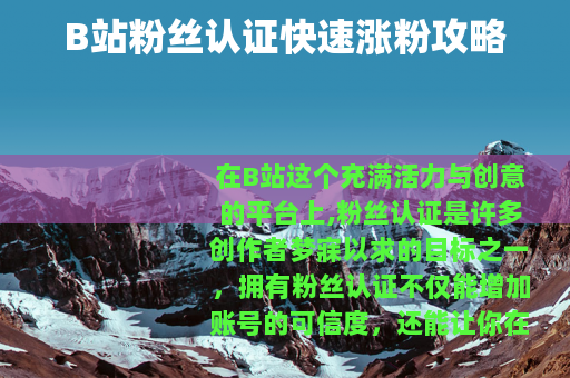 B站粉丝认证快速涨粉攻略