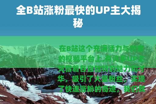 全B站涨粉最快的UP主大揭秘