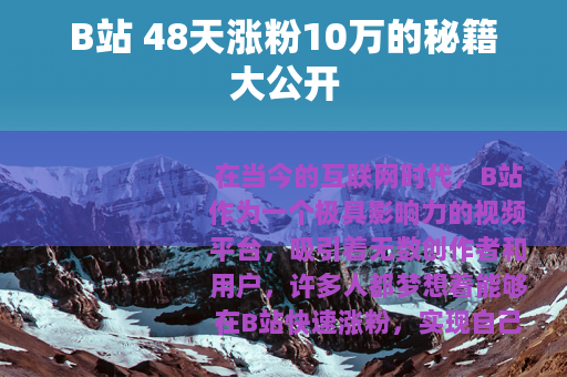 B站 48天涨粉10万的秘籍大公开