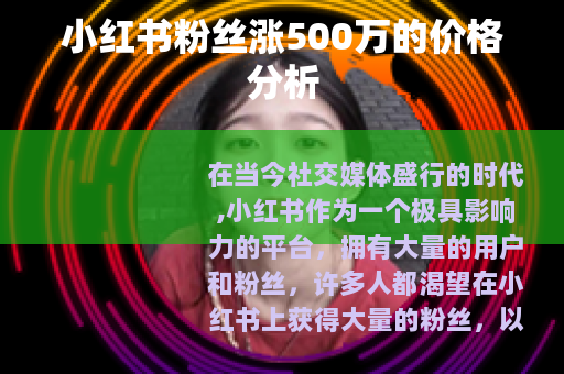 小红书粉丝涨500万的价格分析