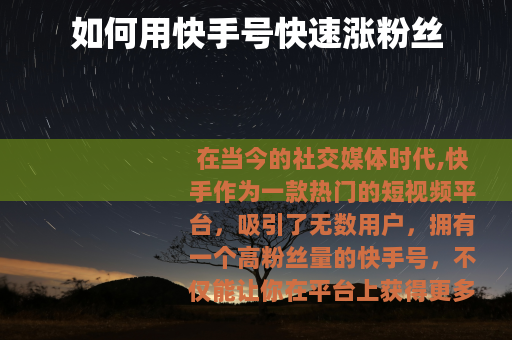 如何用快手号快速涨粉丝