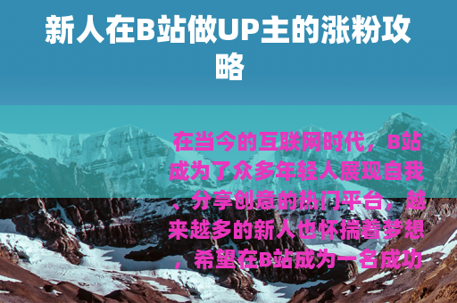 新人在B站做UP主的涨粉攻略