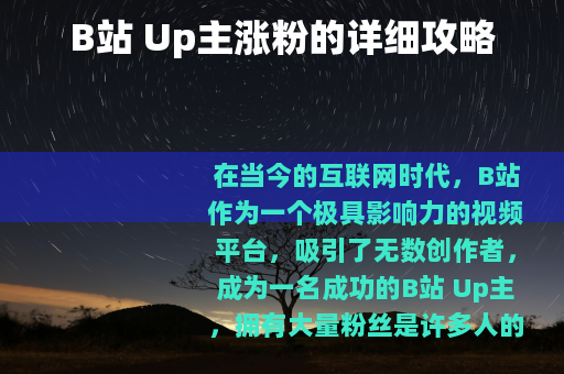 B站 Up主涨粉的详细攻略