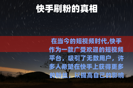 快手刷粉的真相