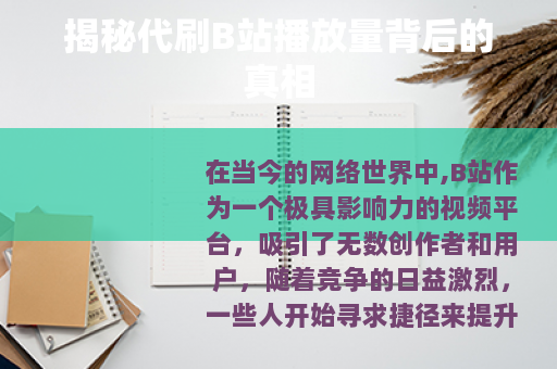 揭秘代刷B站播放量背后的真相