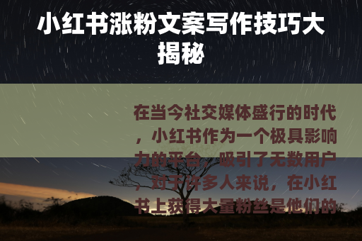 小红书涨粉文案写作技巧大揭秘