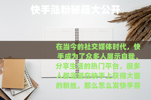 快手涨粉秘籍大公开