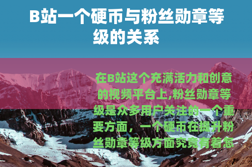 B站一个硬币与粉丝勋章等级的关系