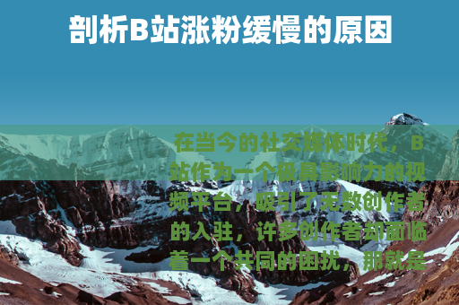 剖析B站涨粉缓慢的原因