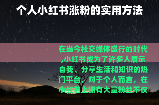 个人小红书涨粉的实用方法