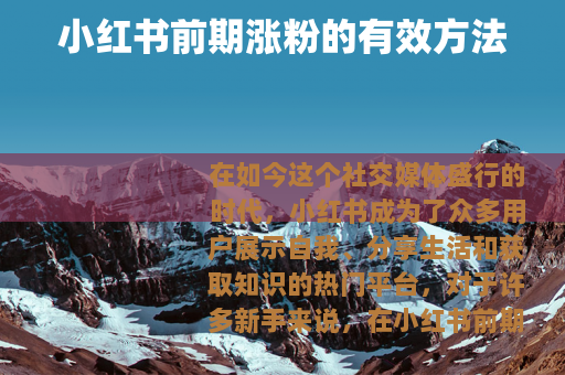 小红书前期涨粉的有效方法