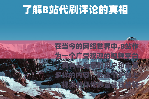 了解B站代刷评论的真相