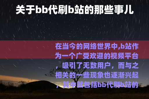 关于bb代刷b站的那些事儿